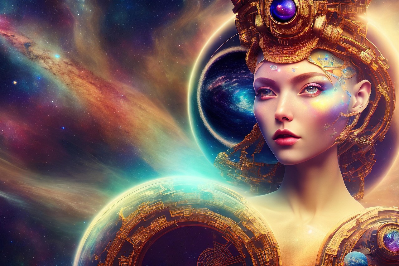 Úplněk v Panně na noční obloze s kalendářním zobrazením